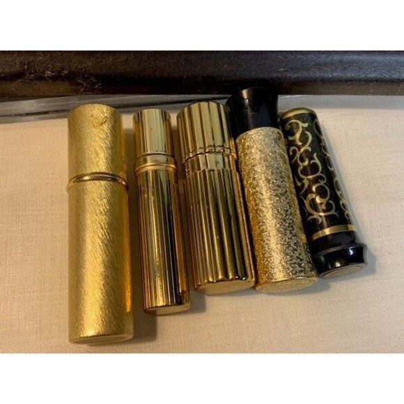 Hollywood Regency Gold Tone Filigree 4 Tube Lipstick Holder Cherub SF Sam Fink - Picture 6 of 9